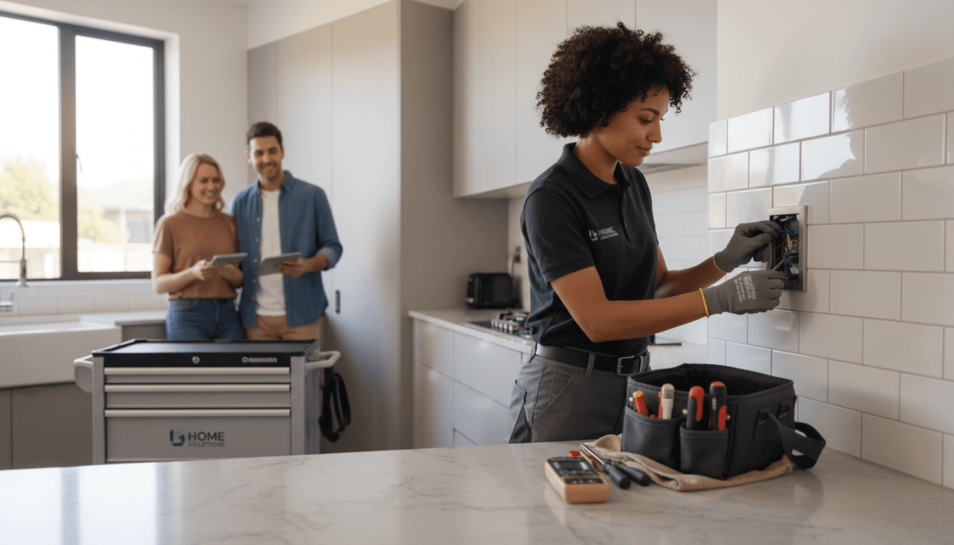 Skilled tradesperson performing careful handyman work on residential property