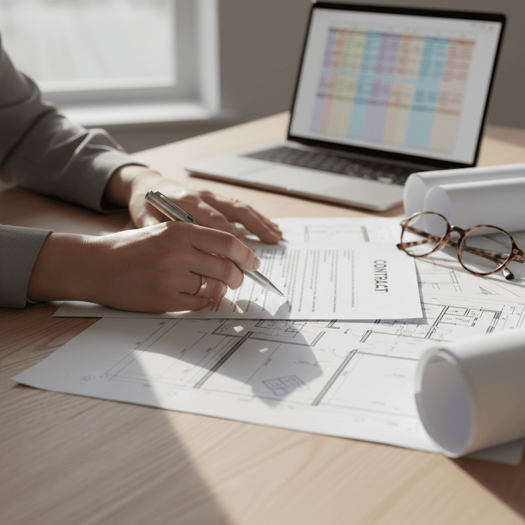 Professional reviewing project details with homeowner